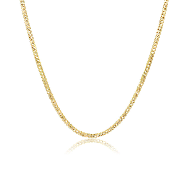 Cadena Cubana Sólida Hecha a Máquina de 4mm – Oro 10K Pochy Jewelry