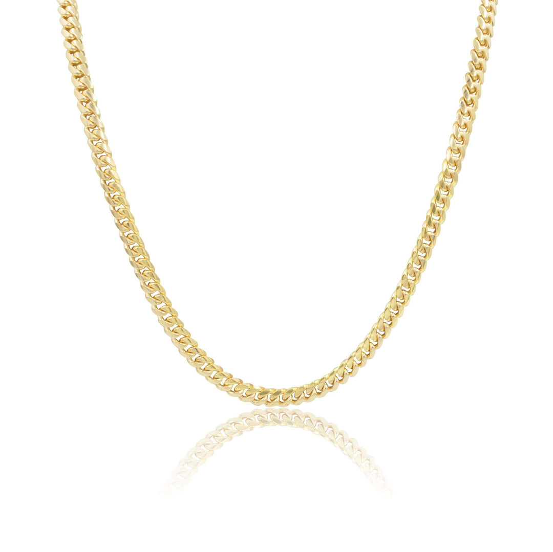 Cadena Cubana Sólida Hecha a Máquina de 5mm – Oro 10K Pochy Jewelry